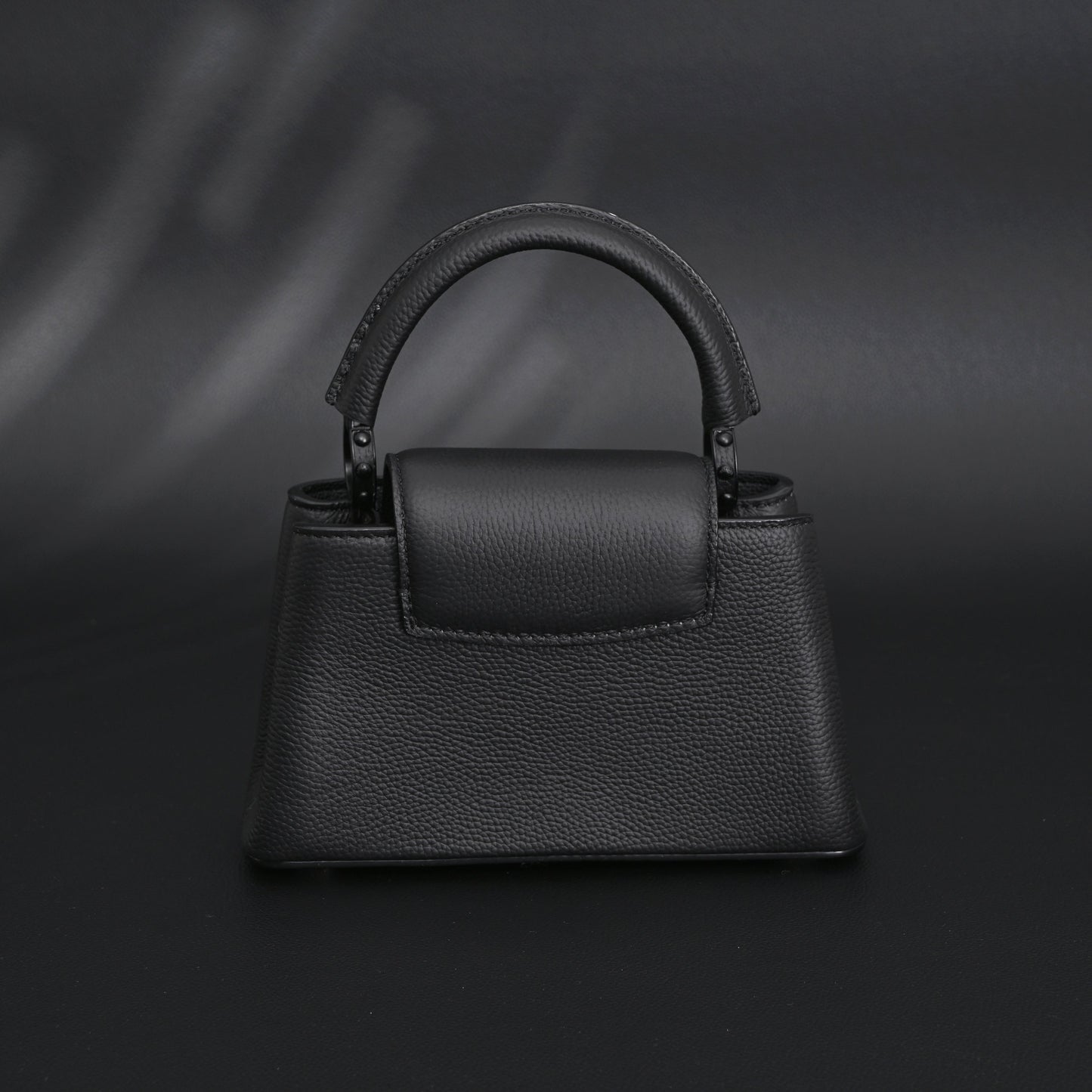 Louis Vuitton Black Grain Leather Mini Top Handle Bag With Chain Strap