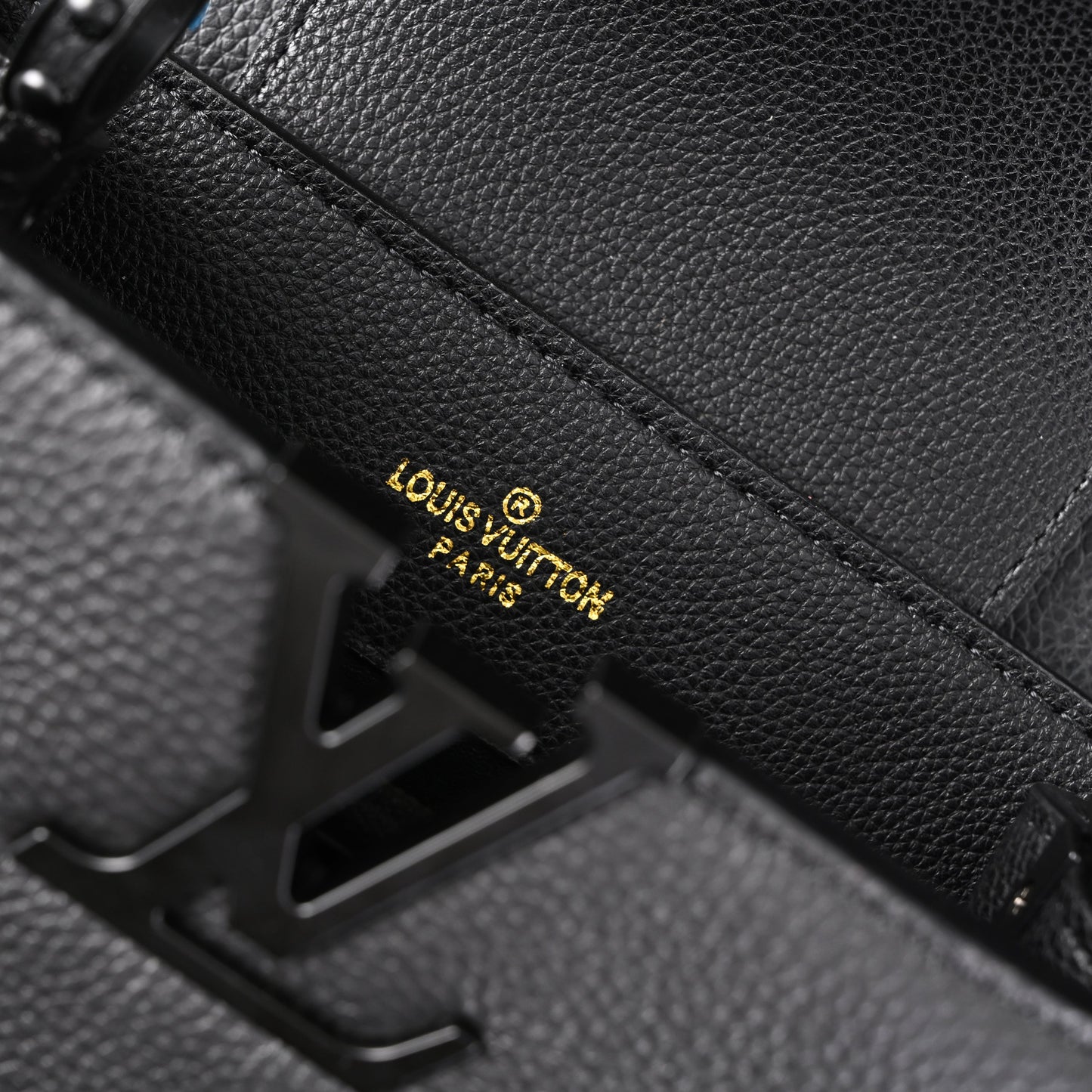 Louis Vuitton Black Grain Leather Mini Top Handle Bag With Chain Strap